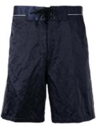 Lanvin Tied Bermuda Shorts, Men's, Size: 50, Blue, Cotton/polyamide/metal