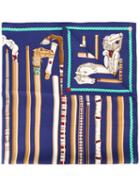 Hermès Vintage Walking Stick Print Scarf, Women's, Blue