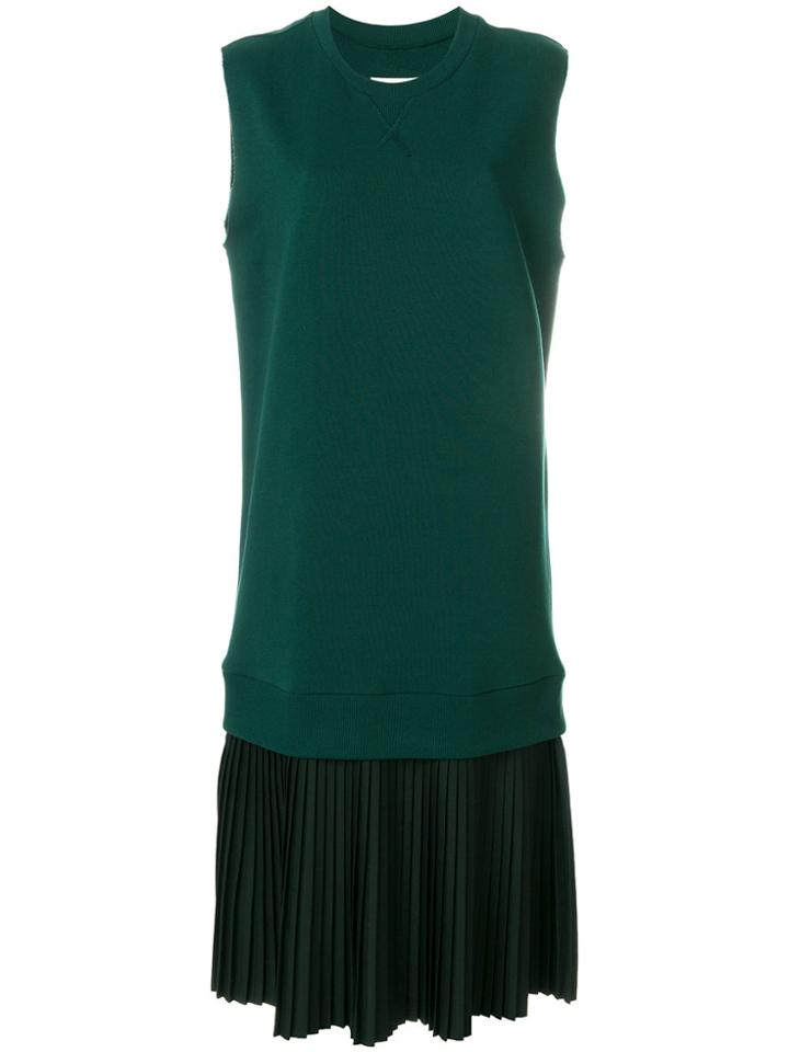 Mm6 Maison Margiela Sweater Dress With Pleated Skirt - Green