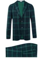 Boglioli Checked Suit, Men's, Size: 48, Blue, Linen/flax/acetate/cupro