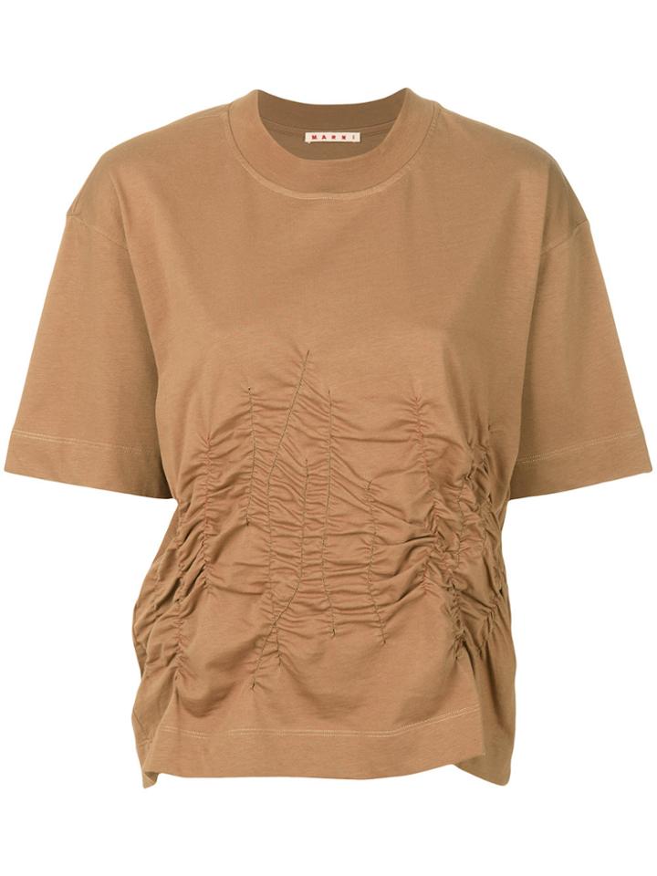 Marni Gathered And Stitched T-shirt - Nude & Neutrals