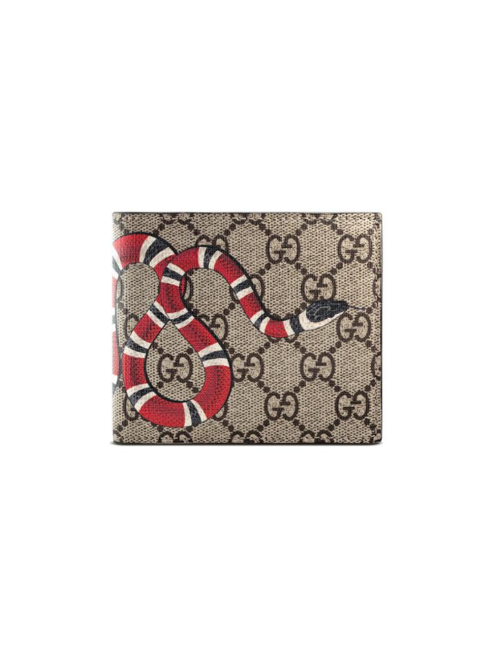 Gucci Kingsnake Print Gg Supreme Coin Wallet - Nude & Neutrals
