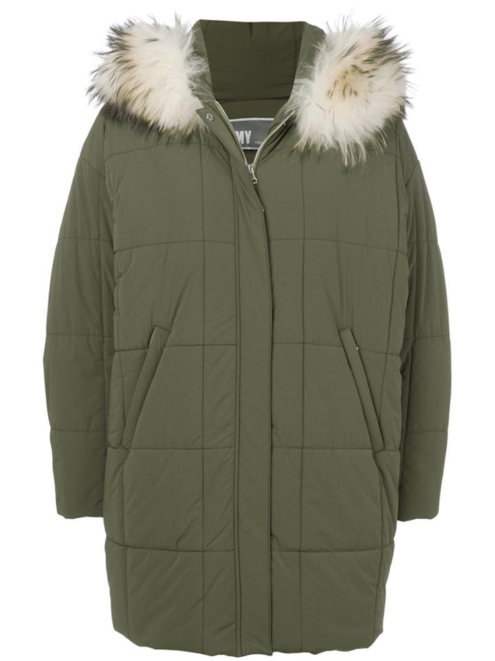 Army Yves Salomon Trimmed Hood Padded Coat - Green