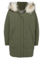 Army Yves Salomon Trimmed Hood Padded Coat - Green