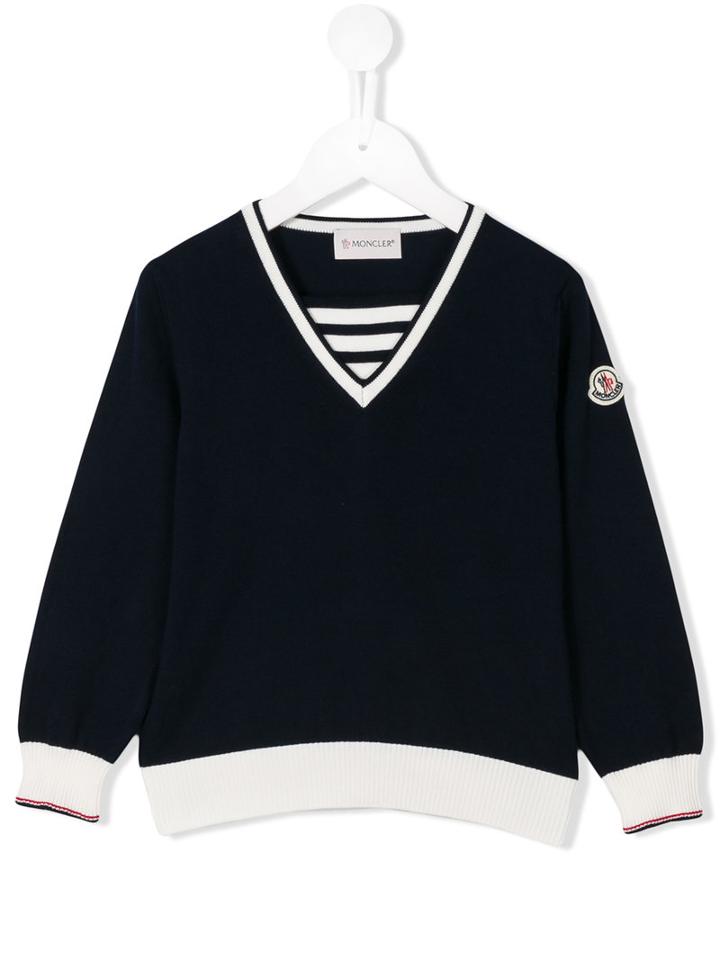 Moncler Kids V-neck Sweater, Boy's, Size: 6 Yrs, Blue