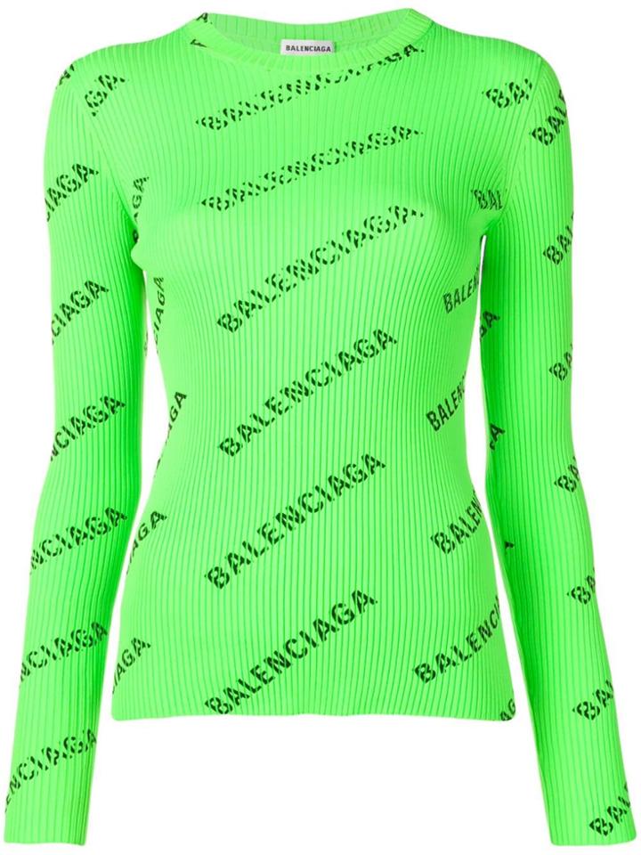 Balenciaga Allover Logo Sweater - Green