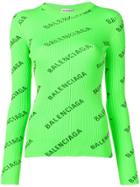 Balenciaga Allover Logo Sweater - Green