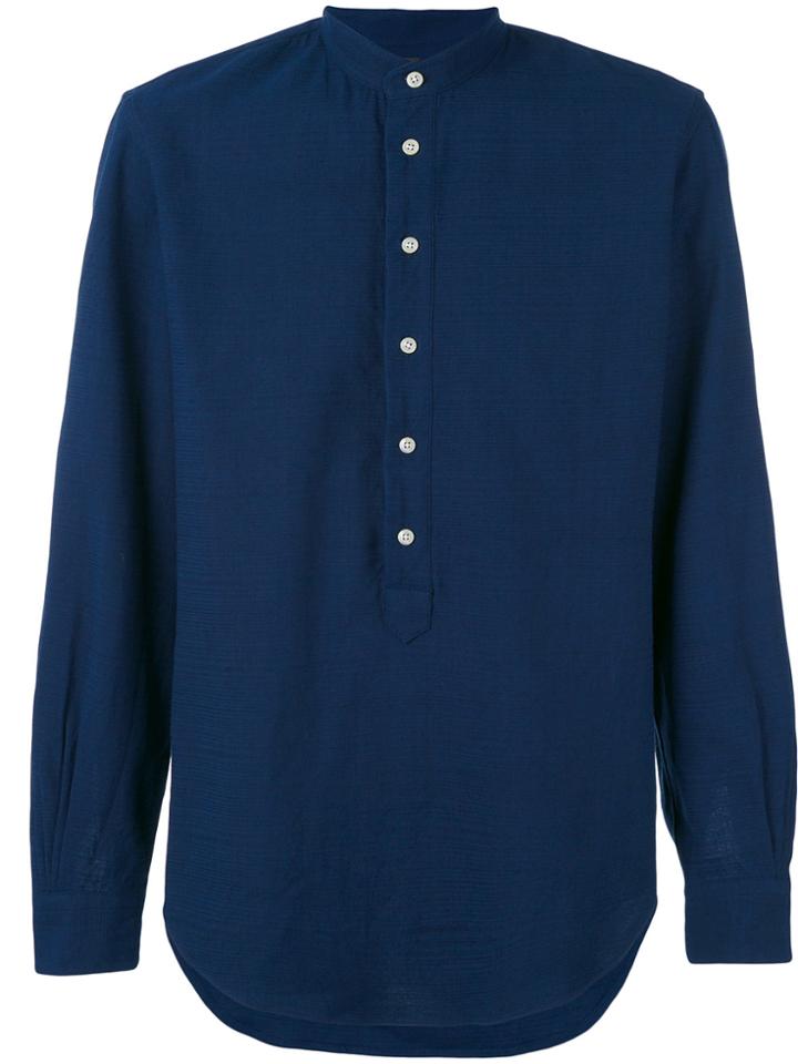 Mp Massimo Piombo Band Collar Shirt - Blue