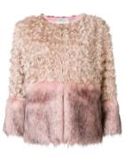L'autre Chose Faux Fur Panelled Jacket - Nude & Neutrals