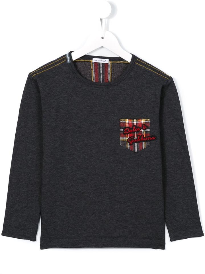 Dolce & Gabbana Kids Tartan Chest Pocket Top, Boy's, Size: 12 Yrs, Grey
