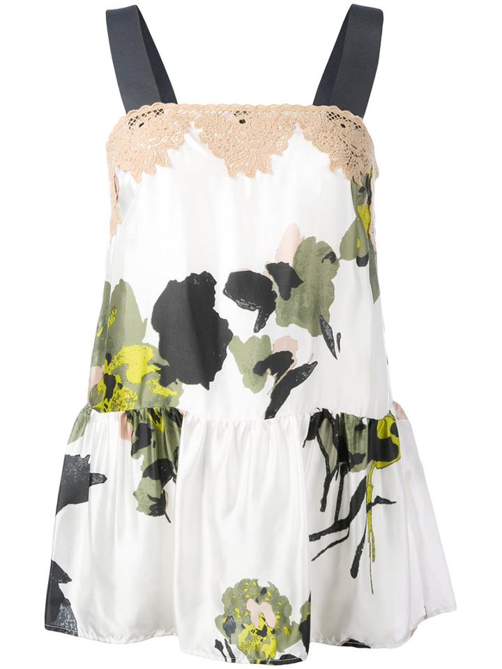 Twin-set - Printed Sun Top - Women - Cotton/polyester/viscose - 44, White, Cotton/polyester/viscose