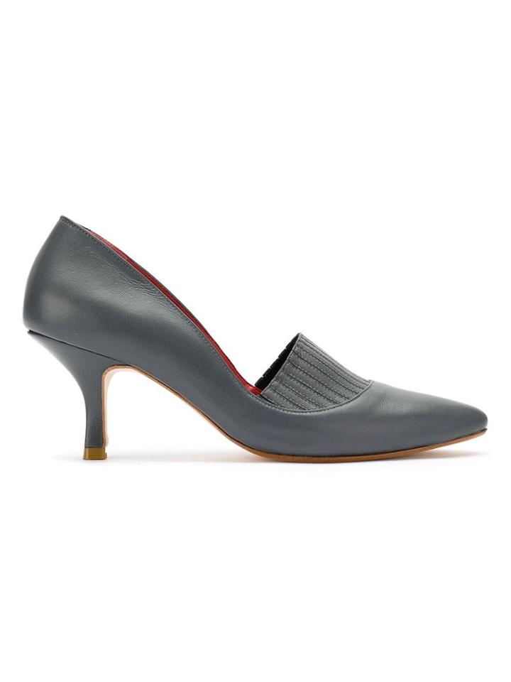 Sarah Chofakian Leather Pumps With Pointed Toes - Grey