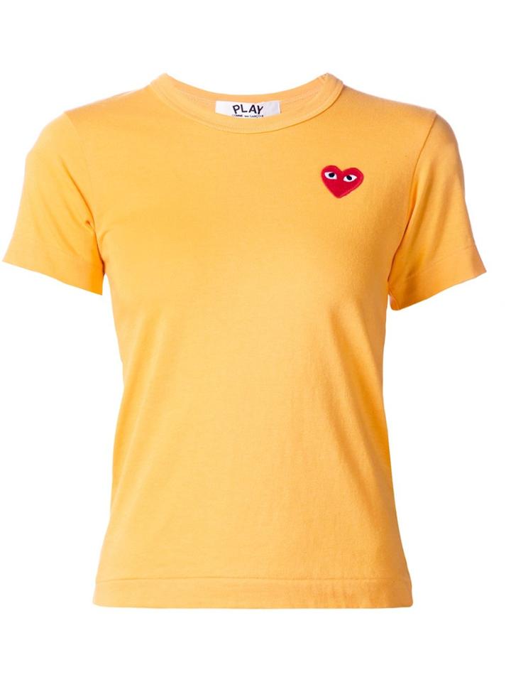 Comme Des Garçons Play Embroidered Heart T-shirt - Yellow & Orange