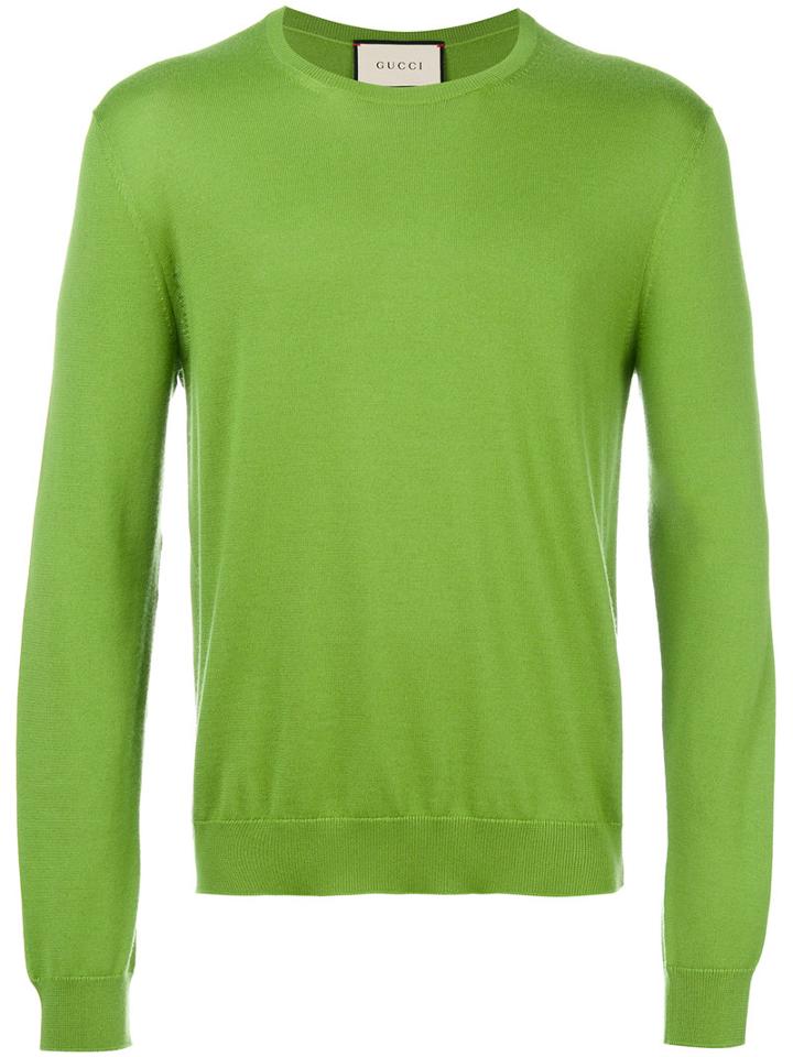 Gucci - Round Neck Jumper - Men - Cashmere - M, Green, Cashmere