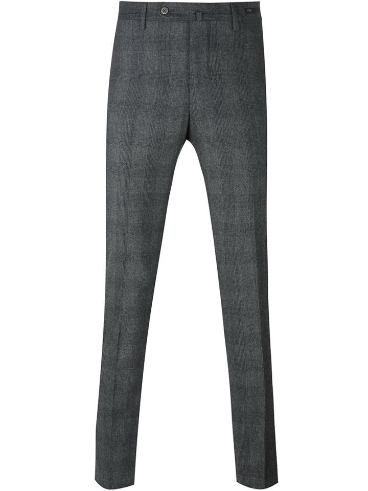 Pt01 Plaid Tapered Trousers, Men's, Size: 50, Grey, Spandex/elastane/virgin Wool