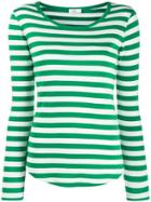 Closed Striped Print Sweatshirt - Green