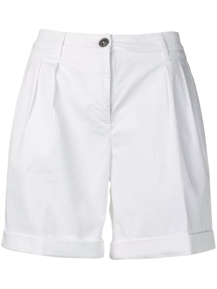 Fay Double Pleat Shorts - White