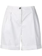 Fay Double Pleat Shorts - White