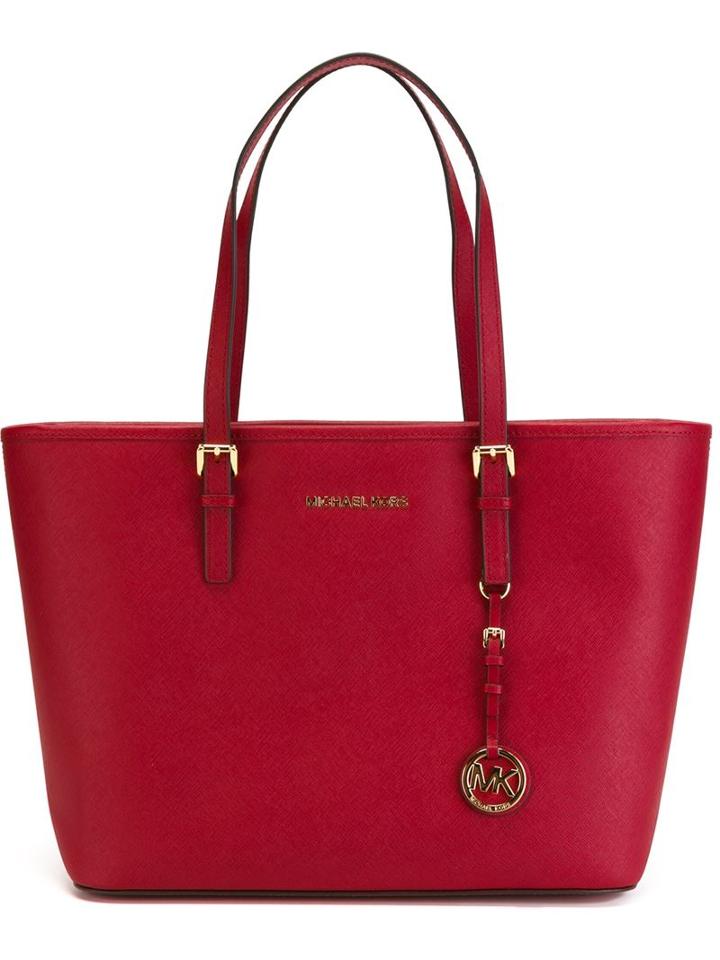 Michael Michael Kors 'jet Set Travel' Tote, Women's, Red, Leather