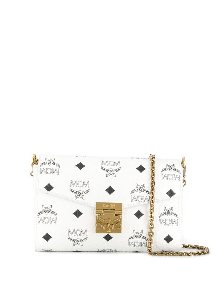 Mcm Millie Visetos Crossbody Bag - White