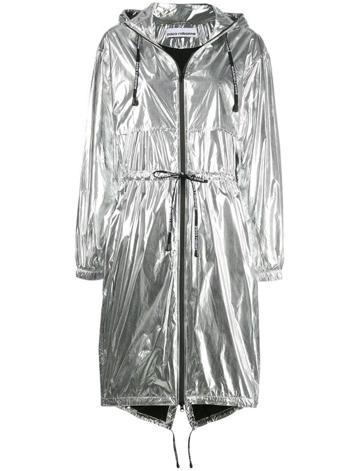 Paco Rabanne Metallic Parka Coat - Silver