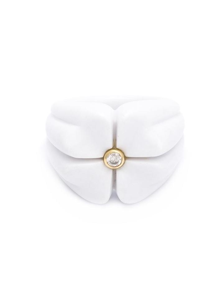 Kristin Hanson Diamond Detail Flower Ring, Women's, White, Diamond/agate/18kt Gold