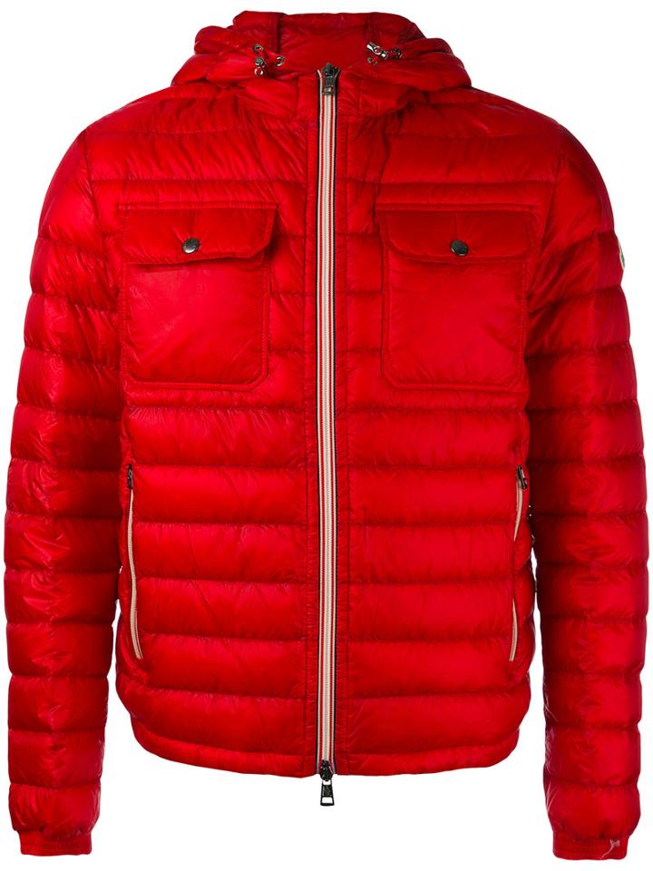 Moncler - Zipped Jacket - Men - Feather Down/polyamide - Vi, Red, Feather Down/polyamide