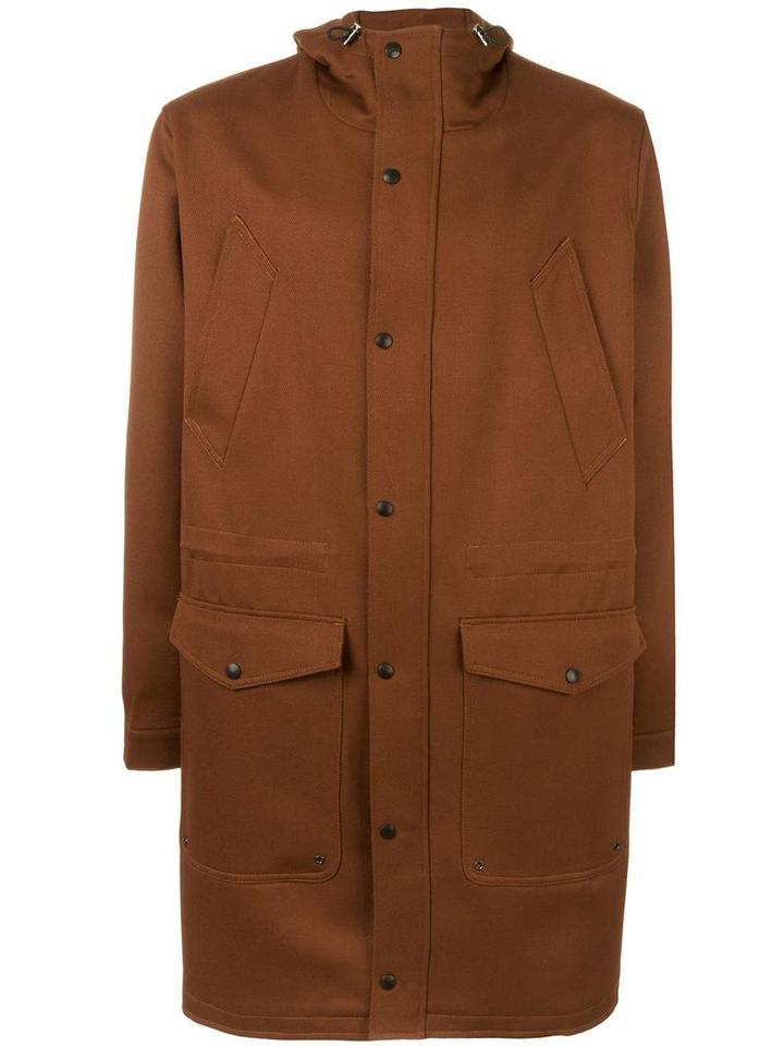 Ami Alexandre Mattiussi Hooded Coat, Men's, Size: Medium, Brown, Wool/acetate/polyester
