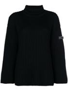 Miu Miu Logo Patch Ribbed Jumper - Black