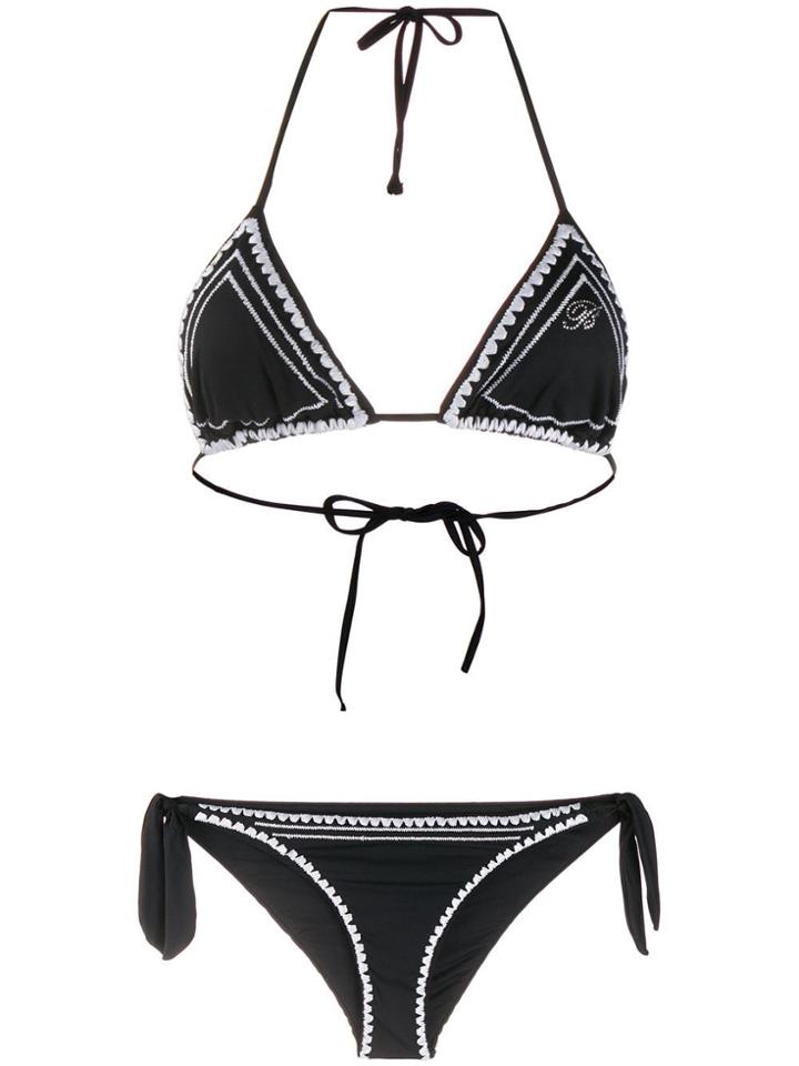 Blumarine Embroidered Bikini Set - Black