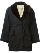 Jean Paul Gaultier Vintage Faux Fur Collar Coat - Black