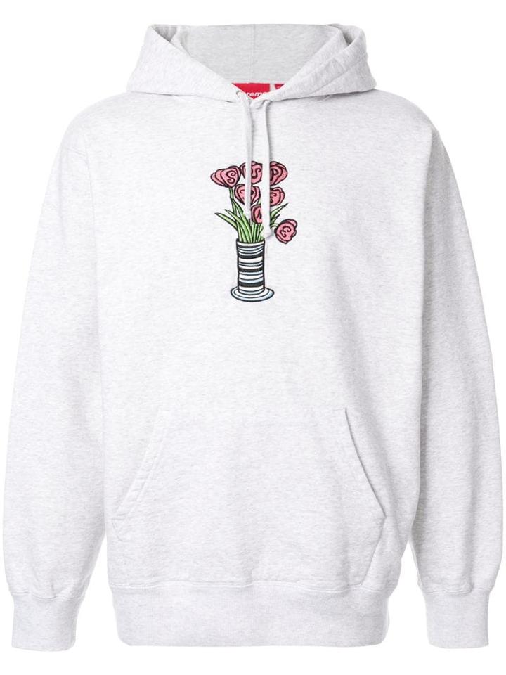 Supreme Flowers Hooded Sweatshirt - Grey