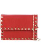 Valentino - Valentino Garavani Rockstud Clutch - Women - Calf Leather - One Size, Red, Calf Leather