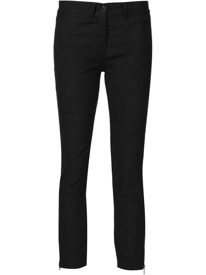 Ann Demeulemeester Textured Cropped Trousers, Women's, Size: 34, Black, Linen/flax/cotton/acrylic