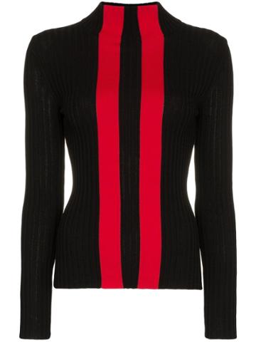 Rudi Gernreich Striped Cotton Turtleneck Sweater - Black