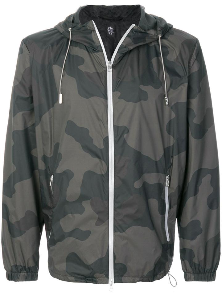 Eleventy Camouflage Print Hooded Bomber Jacket - Green