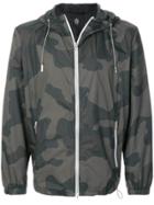Eleventy Camouflage Print Hooded Bomber Jacket - Green