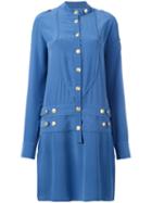 Pierre Balmain Military Shirt Dress, Women's, Size: 38, Blue, Silk