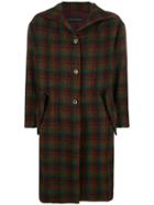 Miaoran Tartan Single-breasted Coat - Brown