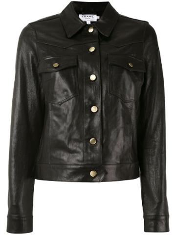 Frame Denim - Buttoned Jacket - Women - Leather - L, Black, Leather