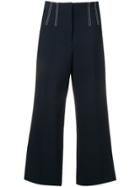 Veronica Beard Contrast Stitch Cropped Trousers - Blue