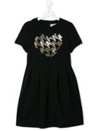 Simonetta Teen Sequin-heart Dress - Black