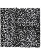 Saint Laurent Leopard Print Scarf, Women's, Black, Silk/cashmere