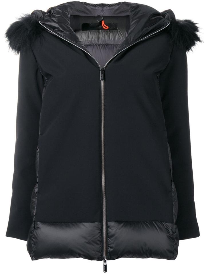 Rrd Racoon Fur Trim Hooded Jacket - Black