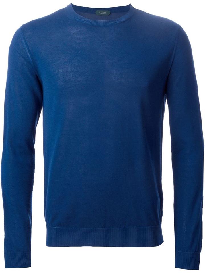 Zanone Crew Neck Sweater, Men's, Size: 50, Blue, Cotton