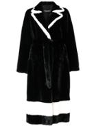Simonetta Ravizza Contrasting Trim Long Coat - Black