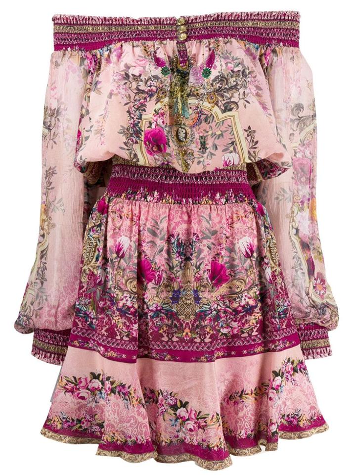 Camilla Off Shoulder Printed Dress - Pink