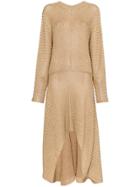 Chloé Knitted Asymmetric Maxi Dress - Gold