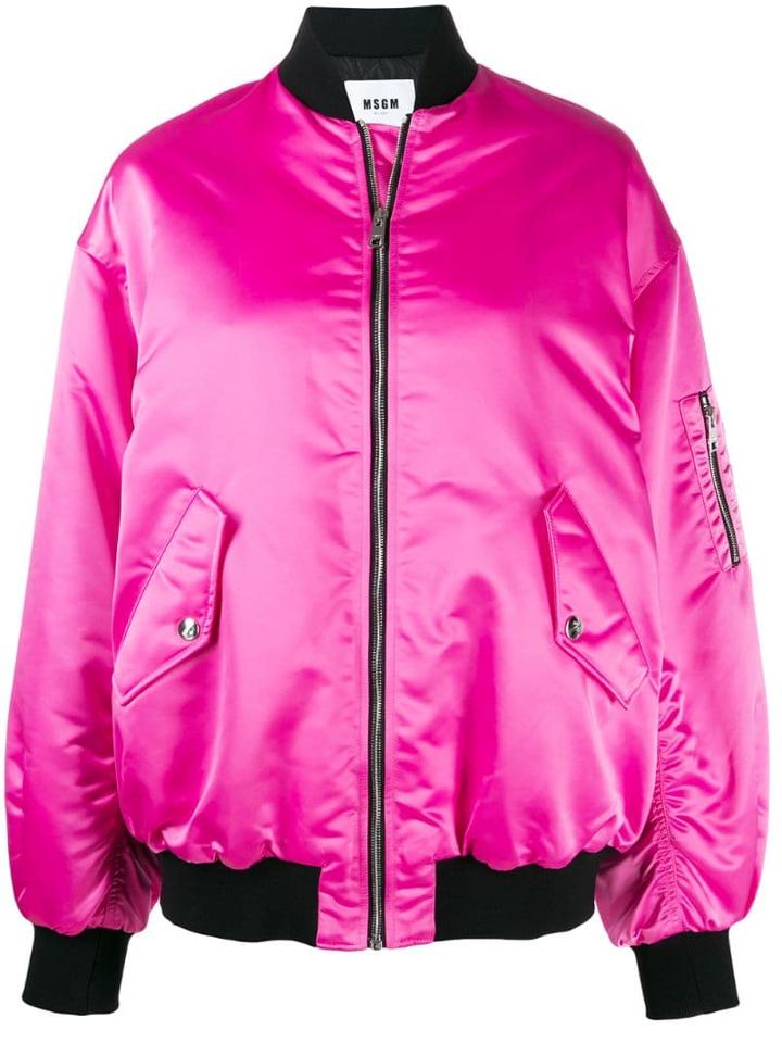 Msgm Embroidered Bomber Jacket - Pink