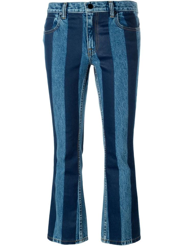 Alexander Wang Striped Cropped Jeans, Women's, Size: 26, Blue, Cotton/polyester